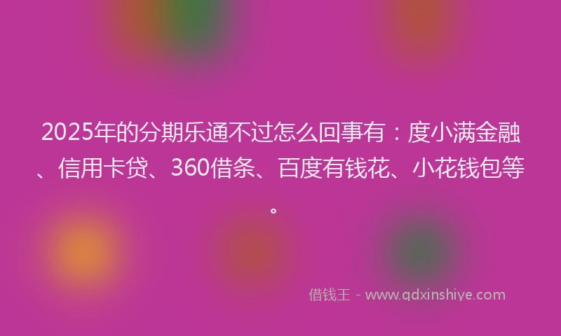 2025年的分期乐通不过怎么回事有：度小满金融、信用卡贷、360借条、百度有钱花、小花钱包等。