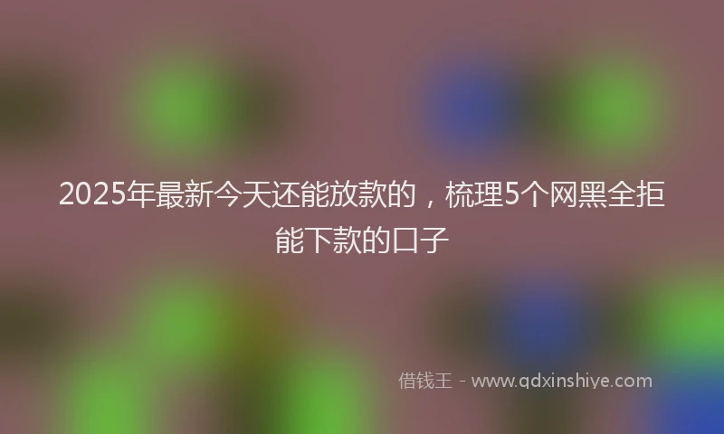 2025年最新今天还能放款的，梳理5个网黑全拒能下款的口子