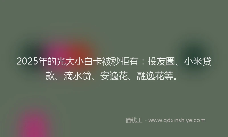 2025年的光大小白卡被秒拒有：投友圈、小米贷款、滴水贷、安逸花、融逸花等。