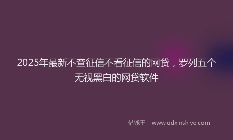 2025年最新不查征信不看征信的网贷，罗列五个无视黑白的网贷软件