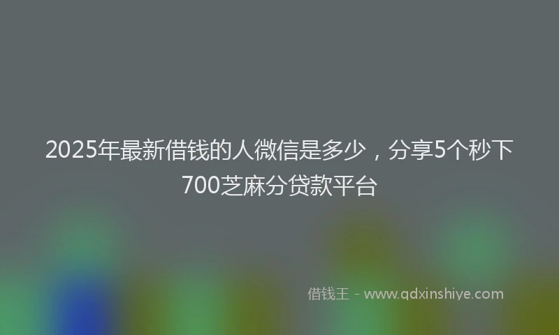 2025年最新借钱的人微信是多少，分享5个秒下700芝麻分贷款平台