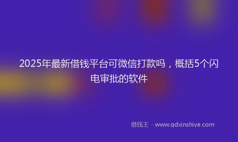 2025年最新借钱平台可微信打款吗，概括5个闪电审批的软件