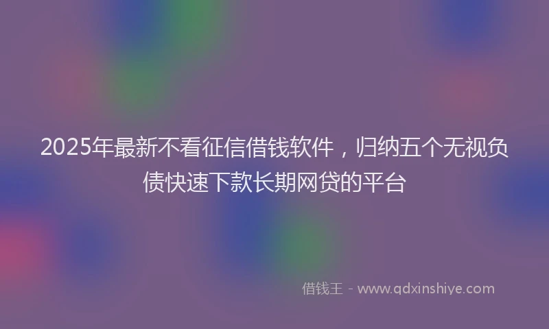 2025年最新不看征信借钱软件，归纳五个无视负债快速下款长期网贷的平台