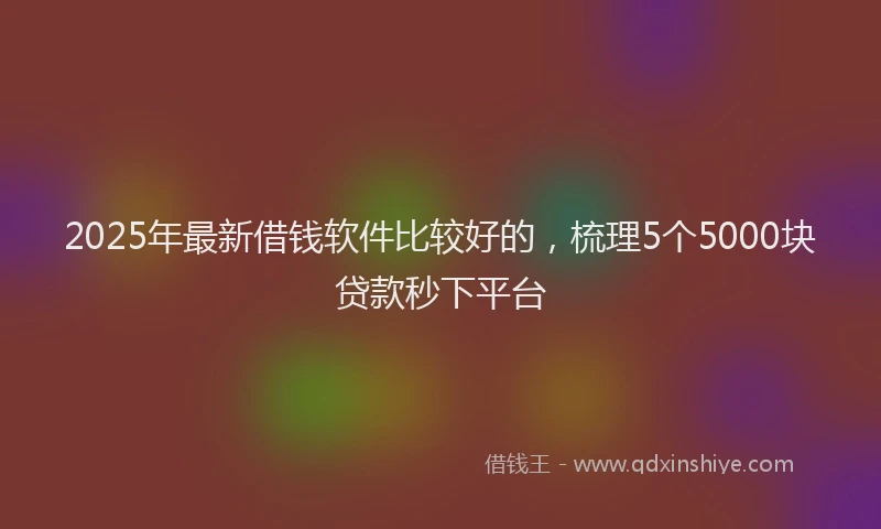 2025年最新借钱软件比较好的，梳理5个5000块贷款秒下平台