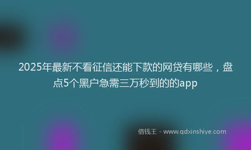 2025年最新不看征信还能下款的网贷有哪些，盘点5个黑户急需三万秒到的的app
