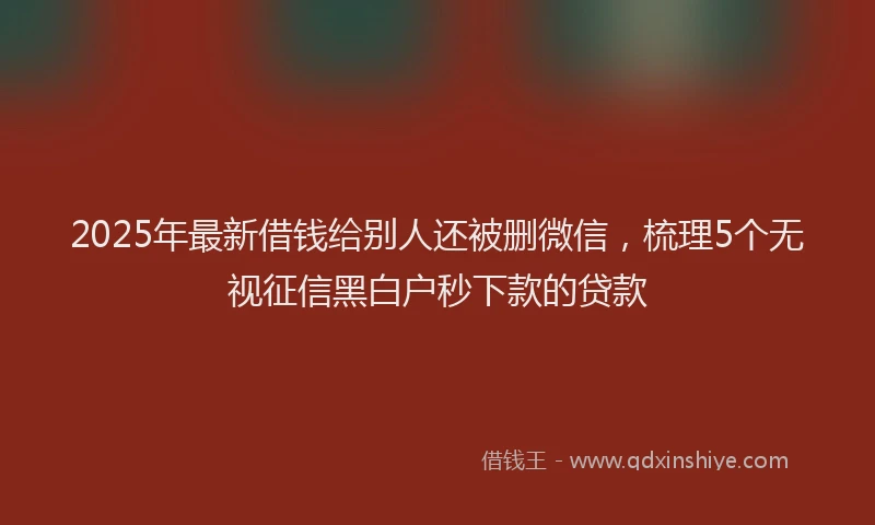 2025年最新借钱给别人还被删微信，梳理5个无视征信黑白户秒下款的贷款