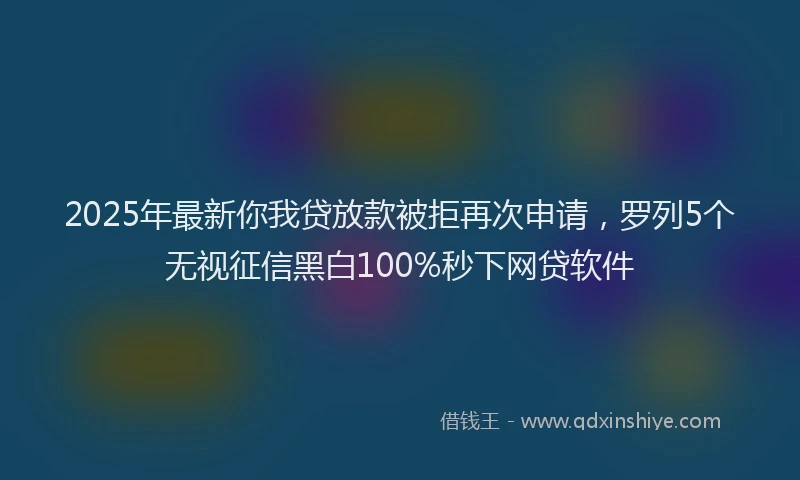 2025年最新你我贷放款被拒再次申请，罗列5个无视征信黑白100%秒下网贷软件