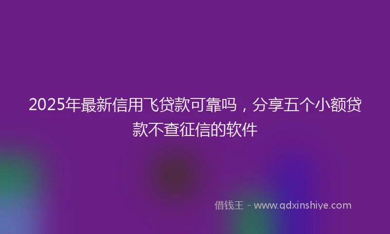 2025年最新信用飞贷款可靠吗，分享五个小额贷款不查征信的软件