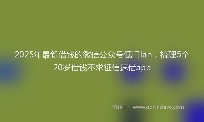 2025年最新借钱的微信公众号低门lan，梳理5个20岁借钱不求征信速借app