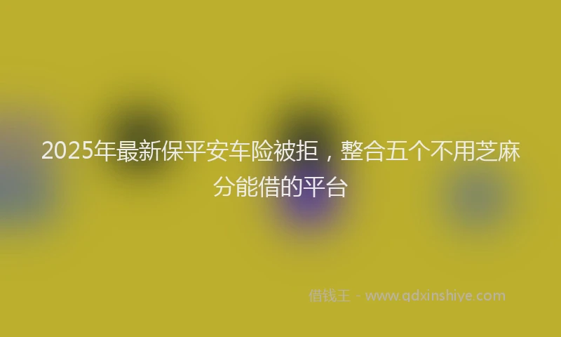 2025年最新保平安车险被拒，整合五个不用芝麻分能借的平台
