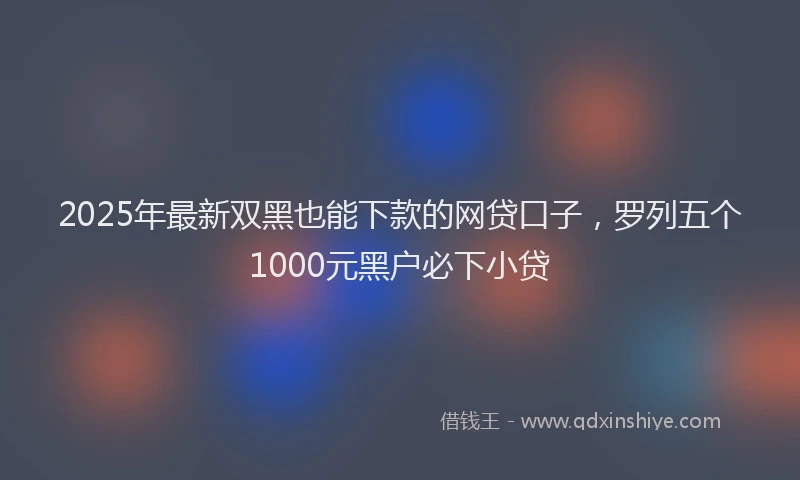 2025年最新双黑也能下款的网贷口子，罗列五个1000元黑户必下小贷