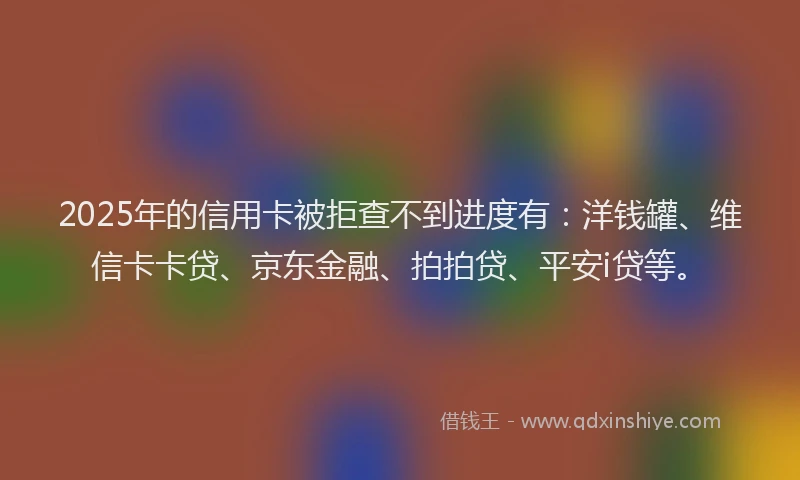 2025年的信用卡被拒查不到进度有：洋钱罐、维信卡卡贷、京东金融、拍拍贷、平安i贷等。