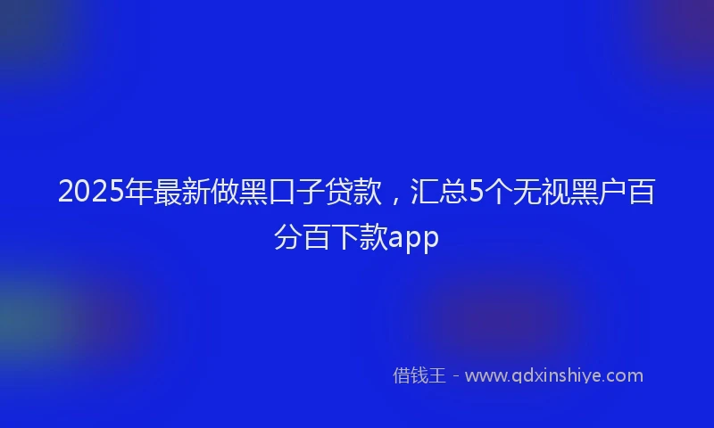 2025年最新做黑口子贷款，汇总5个无视黑户百分百下款app
