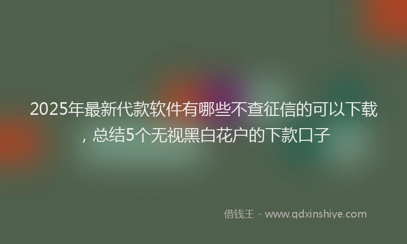 2025年最新代款软件有哪些不查征信的可以下载，总结5个无视黑白花户的下款口子