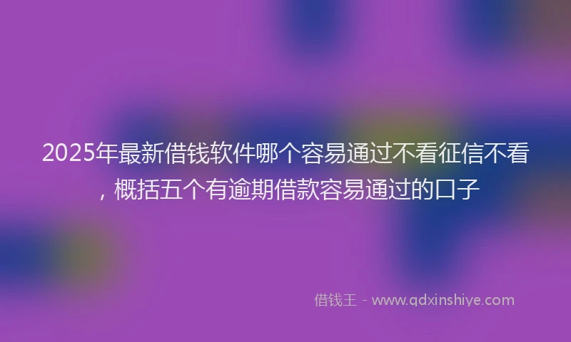 2025年最新借钱软件哪个容易通过不看征信不看，概括五个有逾期借款容易通过的口子