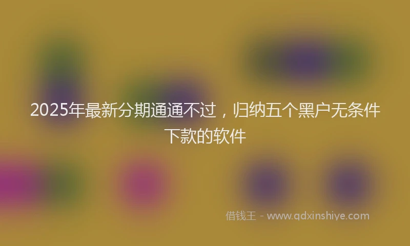 2025年最新分期通通不过，归纳五个黑户无条件下款的软件