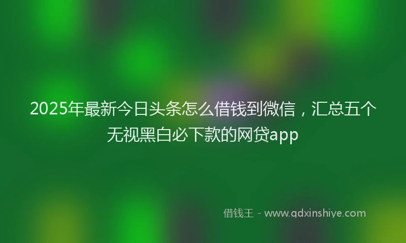 2025年最新今日头条怎么借钱到微信，汇总五个无视黑白必下款的网贷app