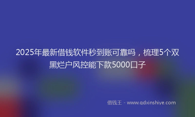 2025年最新借钱软件秒到账可靠吗，梳理5个双黑烂户风控能下款5000口子