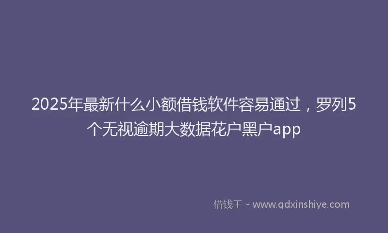 2025年最新什么小额借钱软件容易通过，罗列5个无视逾期大数据花户黑户app