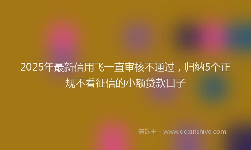 2025年最新信用飞一直审核不通过，归纳5个正规不看征信的小额贷款口子