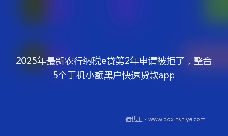 2025年最新农行纳税e贷第2年申请被拒了，整合5个手机小额黑户快速贷款app