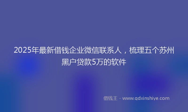 2025年最新借钱企业微信联系人，梳理五个苏州黑户贷款5万的软件