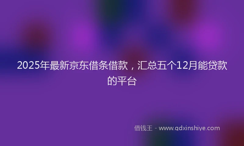 2025年最新京东借条借款，汇总五个12月能贷款的平台