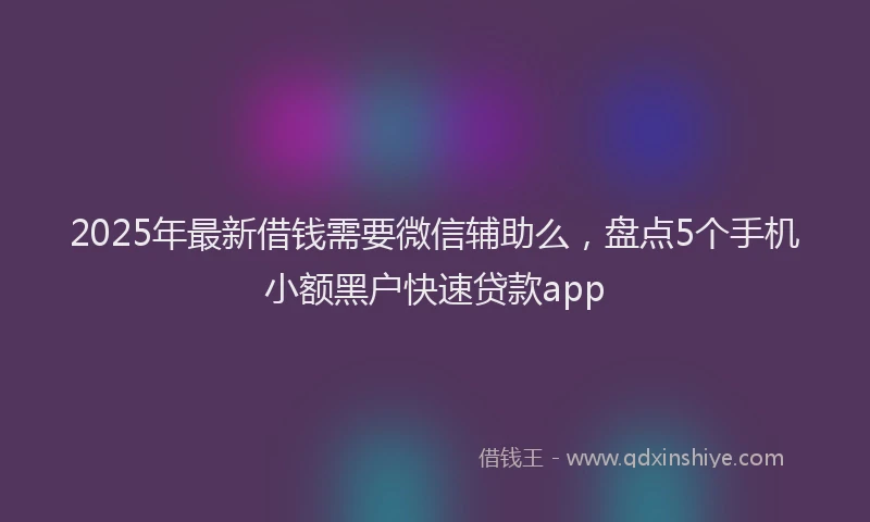 2025年最新借钱需要微信辅助么，盘点5个手机小额黑户快速贷款app