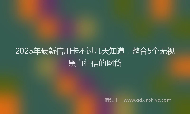 2025年最新信用卡不过几天知道，整合5个无视黑白征信的网贷