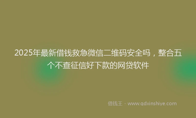 2025年最新借钱救急微信二维码安全吗，整合五个不查征信好下款的网贷软件