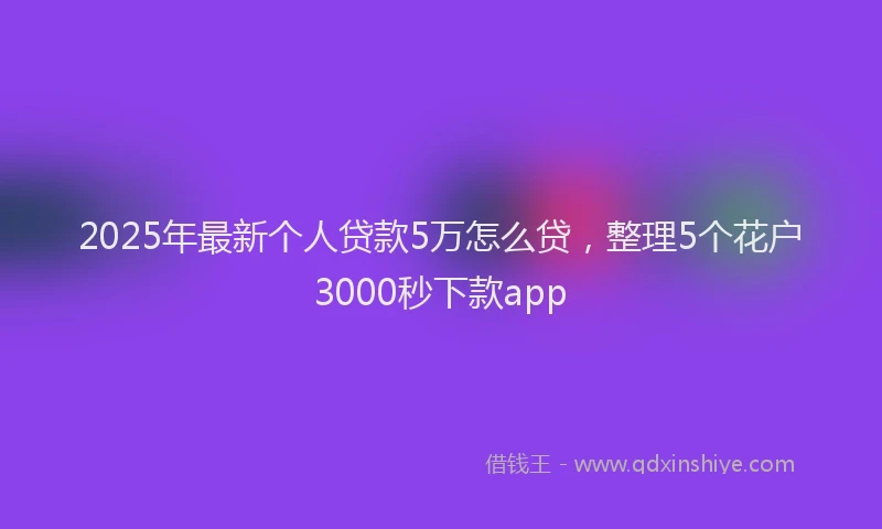 2025年最新个人贷款5万怎么贷，整理5个花户3000秒下款app