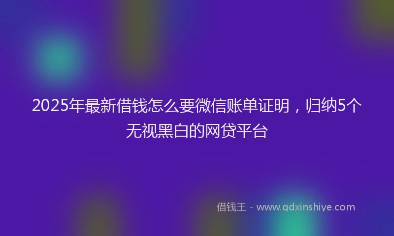 2025年最新借钱怎么要微信账单证明，归纳5个无视黑白的网贷平台