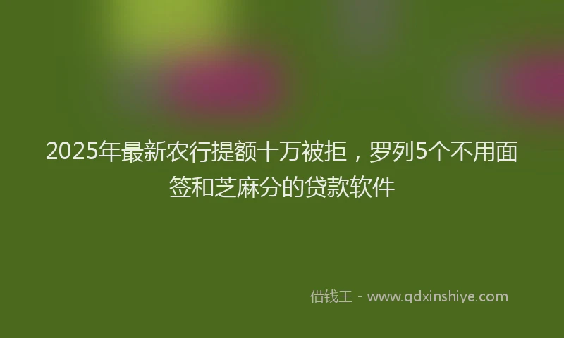 2025年最新农行提额十万被拒，罗列5个不用面签和芝麻分的贷款软件