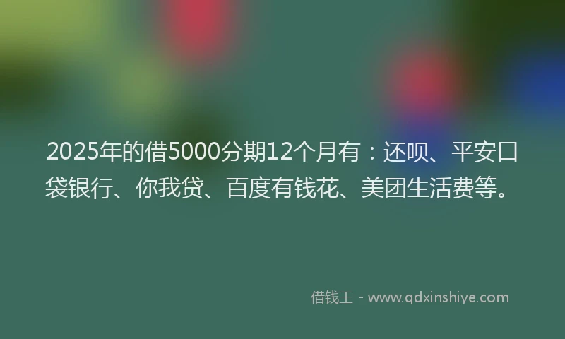 2025年的借5000分期12个月有：还呗、平安口袋银行、你我贷、百度有钱花、美团生活费等。