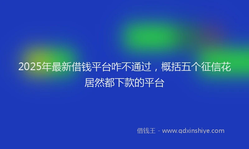 2025年最新借钱平台咋不通过，概括五个征信花居然都下款的平台