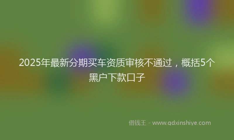 2025年最新分期买车资质审核不通过，概括5个黑户下款口子