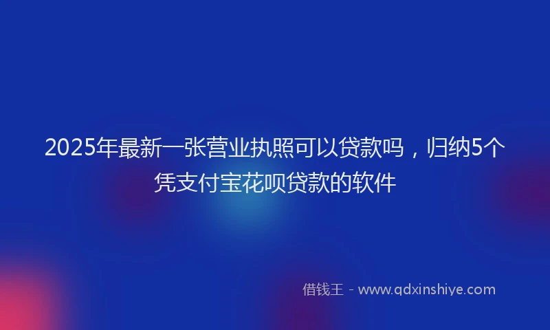 2025年最新一张营业执照可以贷款吗，归纳5个凭支付宝花呗贷款的软件