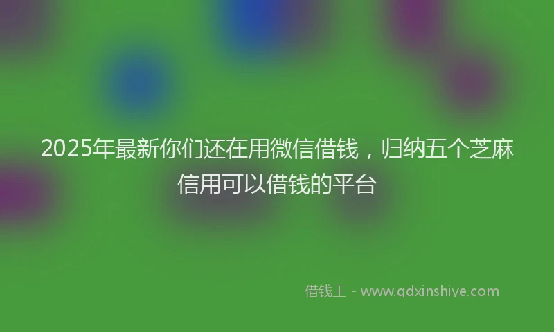 2025年最新你们还在用微信借钱，归纳五个芝麻信用可以借钱的平台
