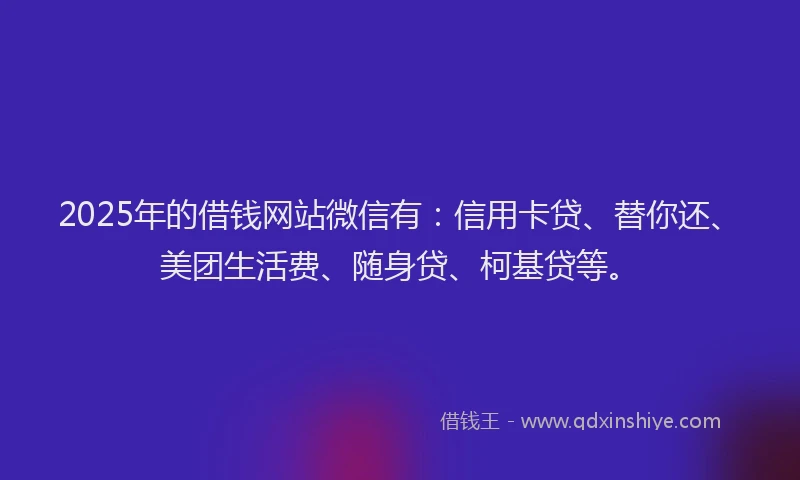 2025年的借钱网站微信有：信用卡贷、替你还、美团生活费、随身贷、柯基贷等。
