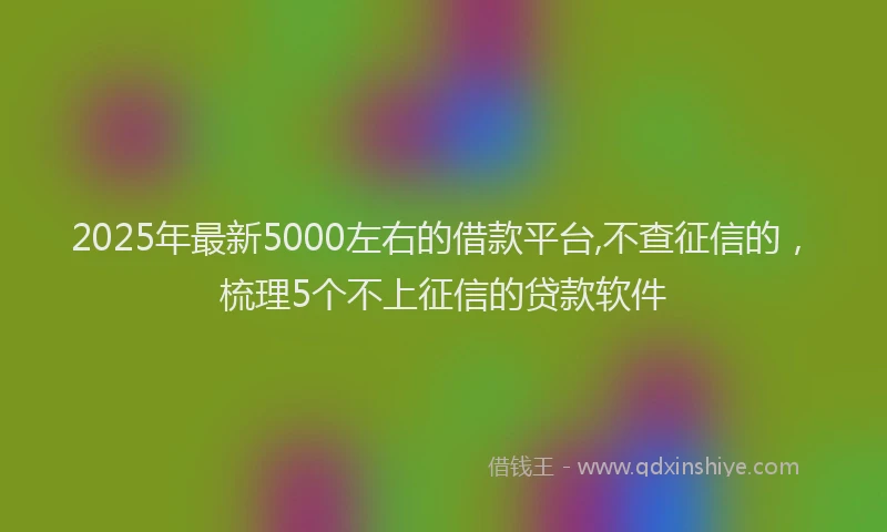 2025年最新5000左右的借款平台,不查征信的，梳理5个不上征信的贷款软件