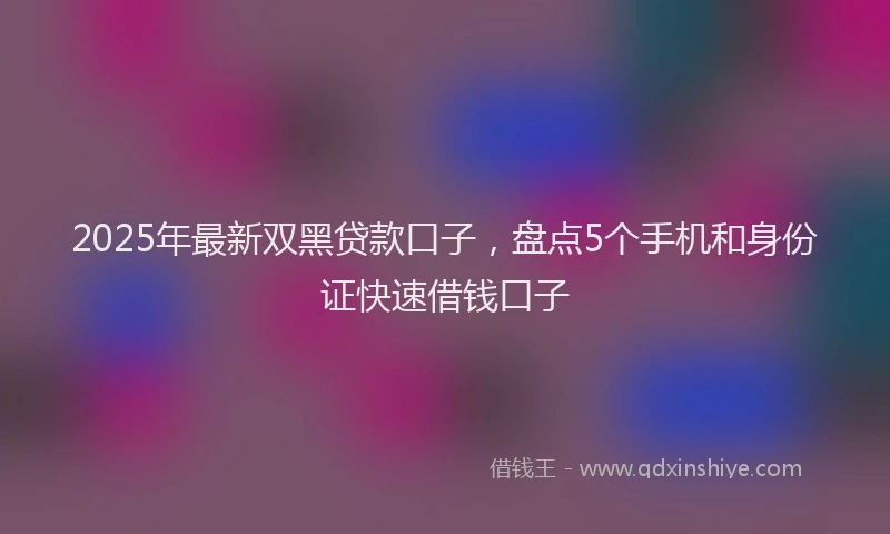 2025年最新双黑贷款口子，盘点5个手机和身份证快速借钱口子