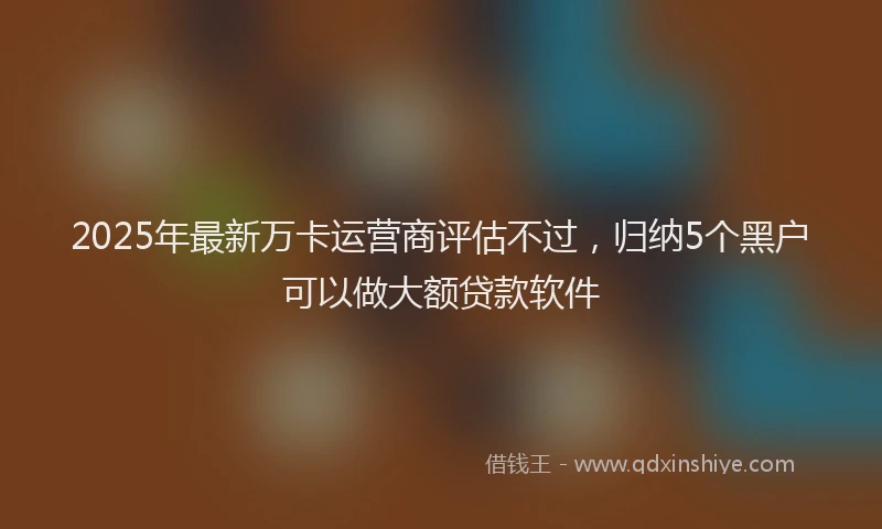 2025年最新万卡运营商评估不过，归纳5个黑户可以做大额贷款软件