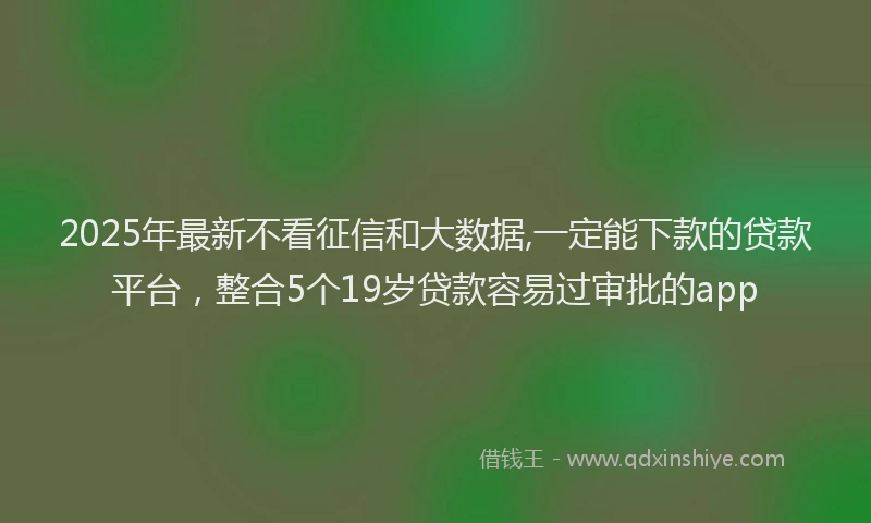 2025年最新不看征信和大数据,一定能下款的贷款平台，整合5个19岁贷款容易过审批的app