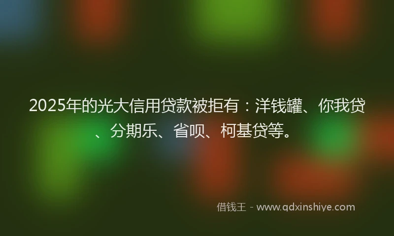 2025年的光大信用贷款被拒有：洋钱罐、你我贷、分期乐、省呗、柯基贷等。
