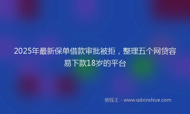 2025年最新保单借款审批被拒，整理五个网贷容易下款18岁的平台