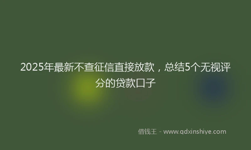 2025年最新不查征信直接放款，总结5个无视评分的贷款口子
