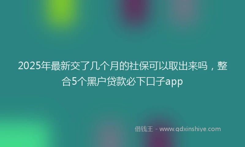 2025年最新交了几个月的社保可以取出来吗，整合5个黑户贷款必下口子app
