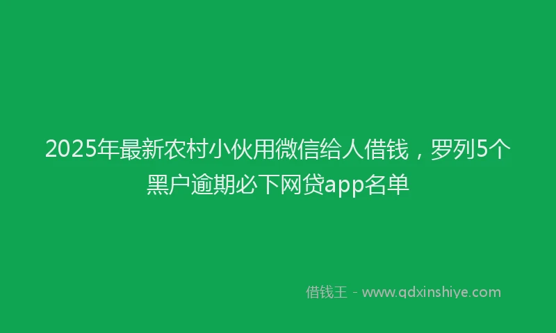 2025年最新农村小伙用微信给人借钱，罗列5个黑户逾期必下网贷app名单