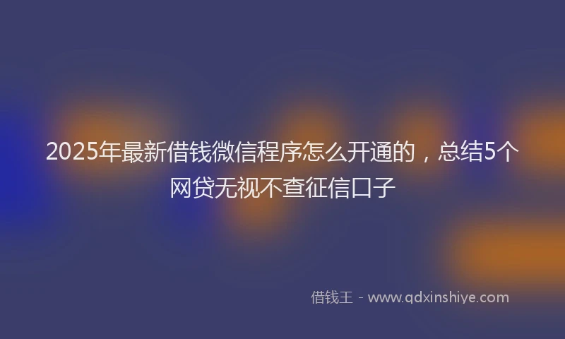 2025年最新借钱微信程序怎么开通的，总结5个网贷无视不查征信口子