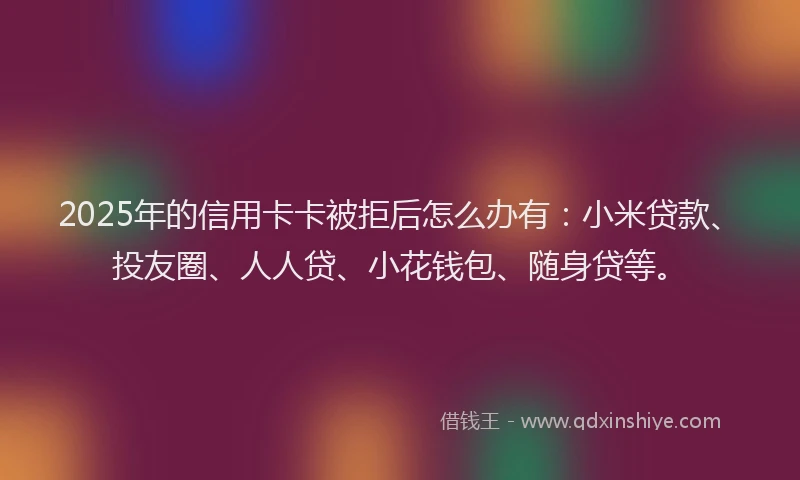 2025年的信用卡卡被拒后怎么办有：小米贷款、投友圈、人人贷、小花钱包、随身贷等。
